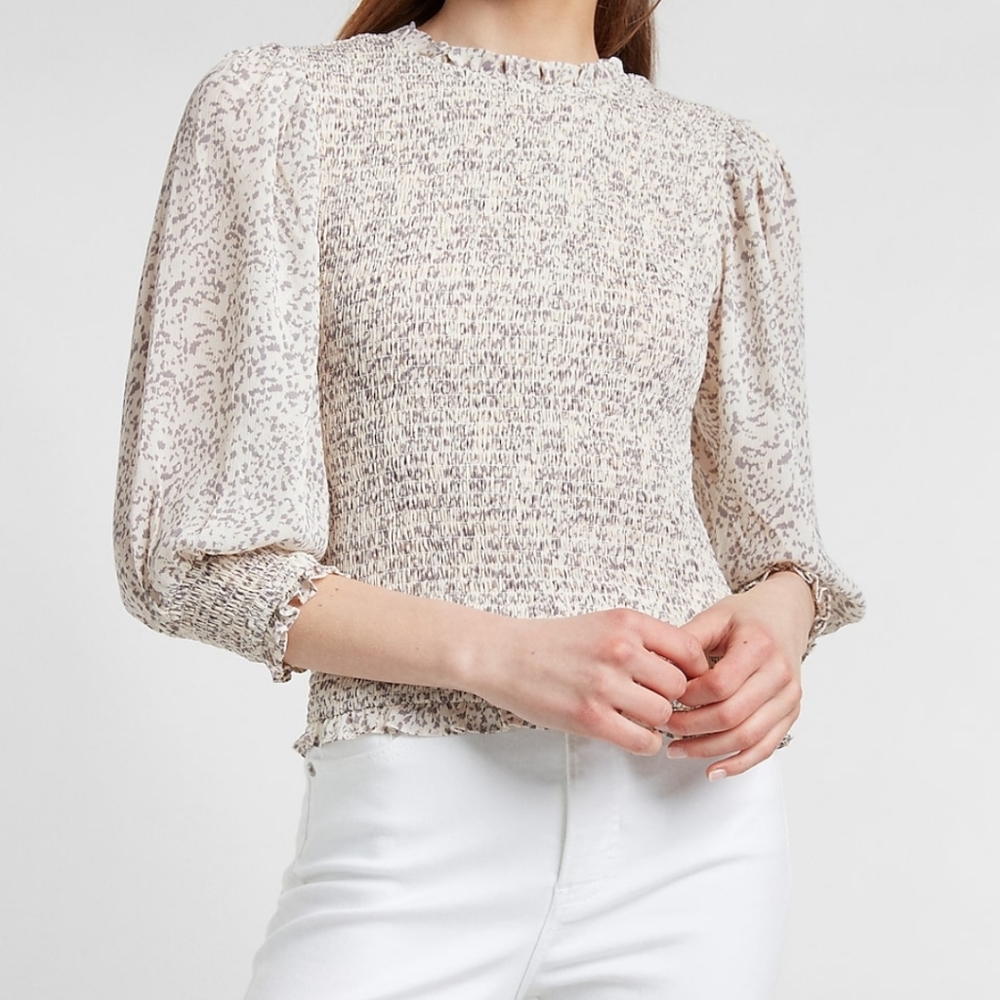 NWT Express Smocked Ruffle Neck Top